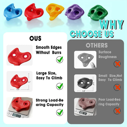 SREHRLY 30 PCS Rock Climbing Holds for Kids,Adult Rock Wall Holds Large Climbing Rock Wall Grips for Indoor and Outdoor Playground Play Set with Hardware