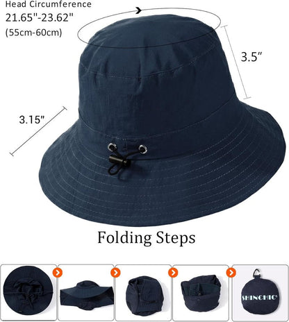 Water-Resistant UPF 50+ Bucket Hat - Packable Brimmed Boonie for Summer Hiking | Lightweight Outdoor Cap