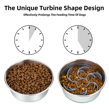 Keegud Slow Feeder Dog Bowls Insert [36 Octopus Suction Cups] Super Firm Eating Bowl [Cuttable] for Large Breed and Medium Size Compatible with Regular Elevated (Turbine)