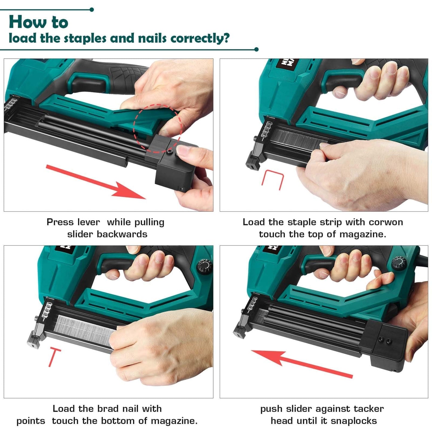 Electric Brad Nailer, NEU MASTER NTC0040 Electric Nail Gun/Staple Gun for Upholstery, Carpentry and Woodworking Projects, 3/4'' Narrow Crown Staples 200pcs and Nails 800pcs Included (Renewed)