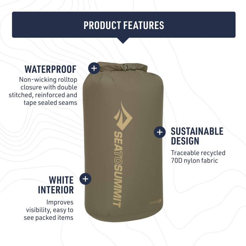 Sea to Summit Lightweight Dry Bag, Multi-Purpose Dry Storage, 5 Liter, Spicy Orange