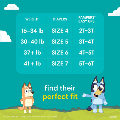 Pampers Training Pants - Easy Ups Boys & Girls Bluey - Size 3T-4T, 124 Count, Children's Potty Underwear (Packaging May Vary)