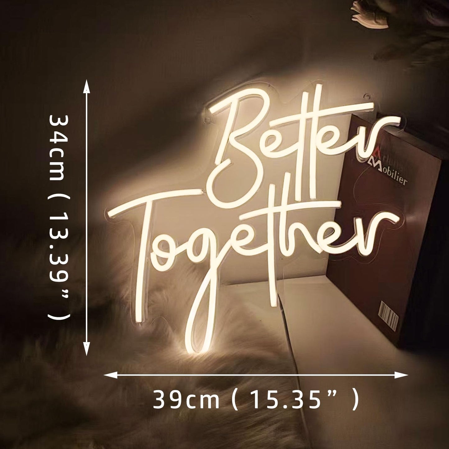 Better together Neon Signs for Wall Decor Neon Wall Art Acrylic LED Lights with Hanging Chain Light Up Signs for Bedroom Decor Man Cave Bar Pub Wedding Party 5V USB Operated Dimmable