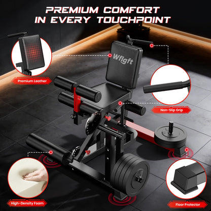 Leg Extension and Curl Machine,Adjustable Leg Curl Machine for Home Gym,4 in 1 Lower Body Workout Machine with 1000LB Capacity,Leg Workout Equipment Compatible with 1" and 2" Plates