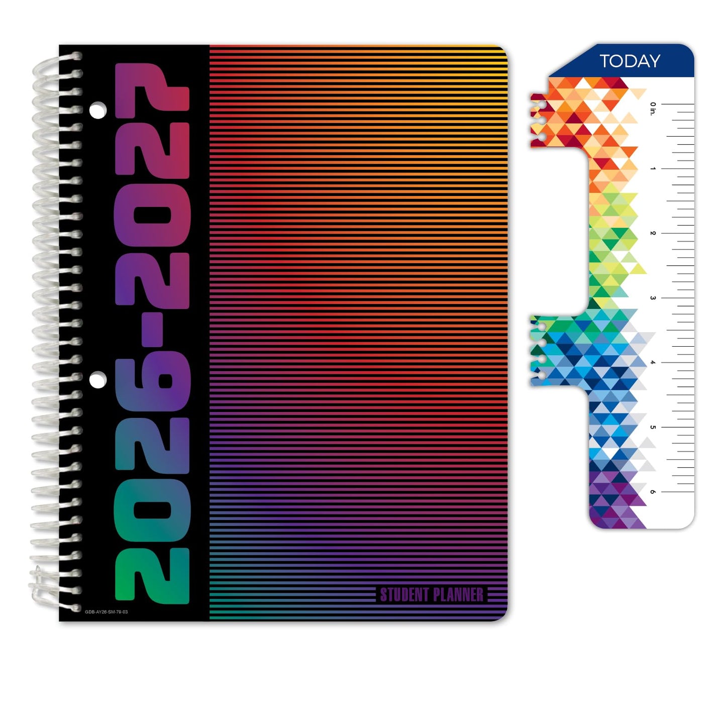 Global Datebooks 2026-2027 Middle & High School Student Planner 7" x 9" - Dated Weekly & Monthly Academic Planner w/Ruler/Bookmark & Stickers, Ideal for Homework, Matrix Style, Spectrum