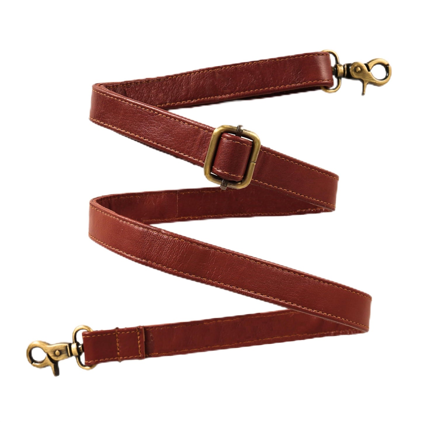 Genuine Leather Purse Strap Replacement 60 Inch, 1 Inch Wide Adjustable Crossbody Shoulder Strap with Metal Swivel Hooks for Handbag Tote Messenger Bag (Brown)