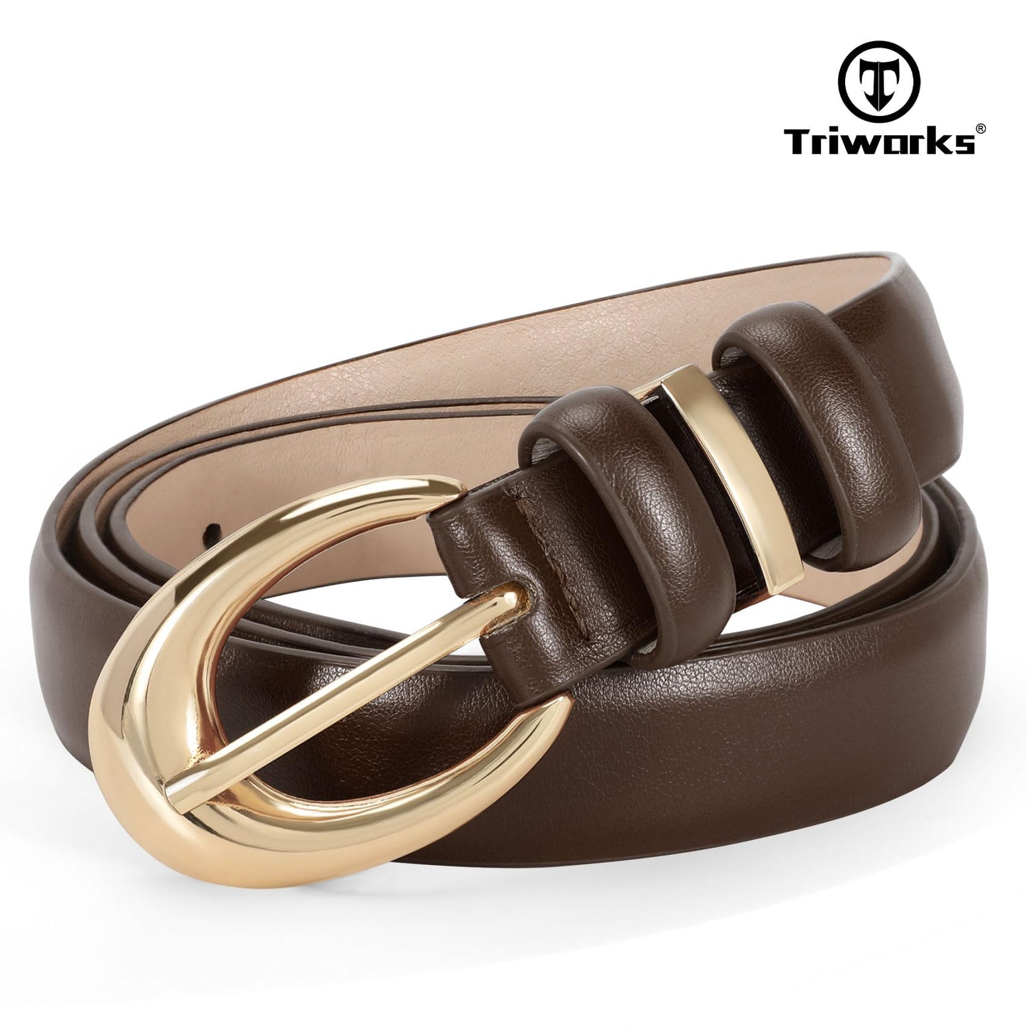 TRIWORKS 3 Pack Women Leather Belt for Jeans Pants Fashion Ladies Faux Leather Belt with Gold Buckle