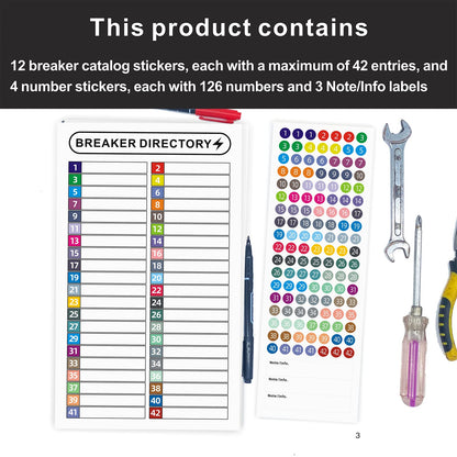16 Sheets Breaker Panel Labels Electrical Box Sticker Numbers Breaker Panel Labels Electrical Sticker Number Catalog Load Center Adhesive Waterproof Reusable（Mix Colors）