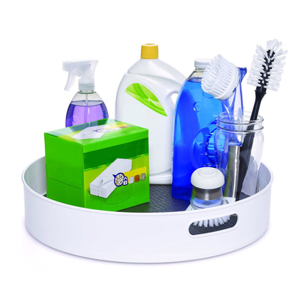 Copco Under-Sink Pantry and Cabinet Organizer, 18-Inch, Revolving Storage Solution, White and Gray
