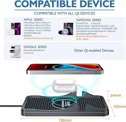 Wireless Charger Car Charging Pad Non-slip 15W 10W 7.5W Fast Charger Mount Adapter for iPhone 13 12 Pro Max 11 8 Plus X XR Xs LG G8 Samsung Note 20 10 Galaxy S10 S20 S21 S22 S23 S24 S25 Android Phones