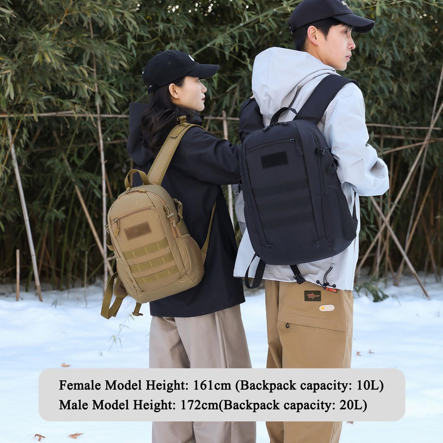 ArcEnCiel 10L Mini X-Small Tactical Backpack MOLLE Daypack Gear Pack Camping Bag with Patch (Black)