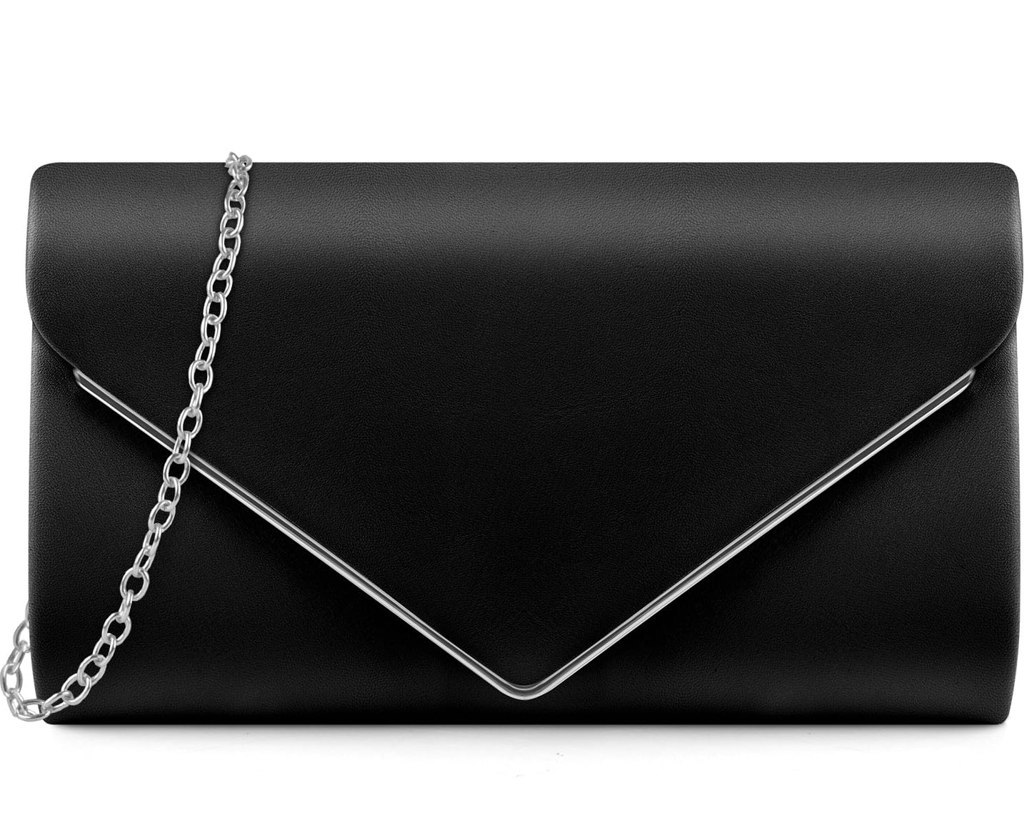 TINDTOP Clutch Purses for Women, PU Leather Formal Evening Bags Shoulder Party Handbags Wedding Cocktail Prom Clutches (Black)
