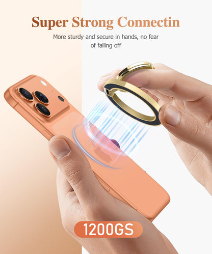 GVIEWIN Magnetic Phone Ring Holder, Compatible with MagSafe Phone Grip with Adjustable Stand, Magnet Phone Ring Kickstand for iPhone 17/16/15/14/13/12 Pro Max Plus Air/Other Phones (Glitter/Silver)