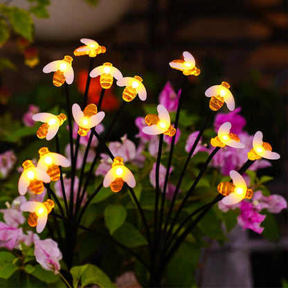 Nacome Solar Garden Bee Lights Outdoor: 27.5In Waterproof 8 LED Swaying Firefly Cute Path Lights for Landscape Yard Patio Decor - Birthday Gifts for Men Women Garden Lovers(2 Pack)
