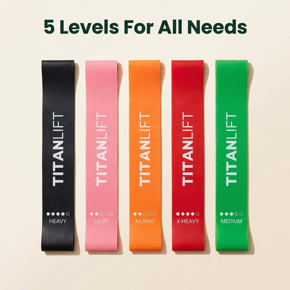 TITANLIFT 5pack Black Resistance Bands for Working Out,Elastic Loop Exercise Bands for Strength Training Stretching,Workout Bands for Legs, Glutes, Strength Training, Yoga, Home Gym