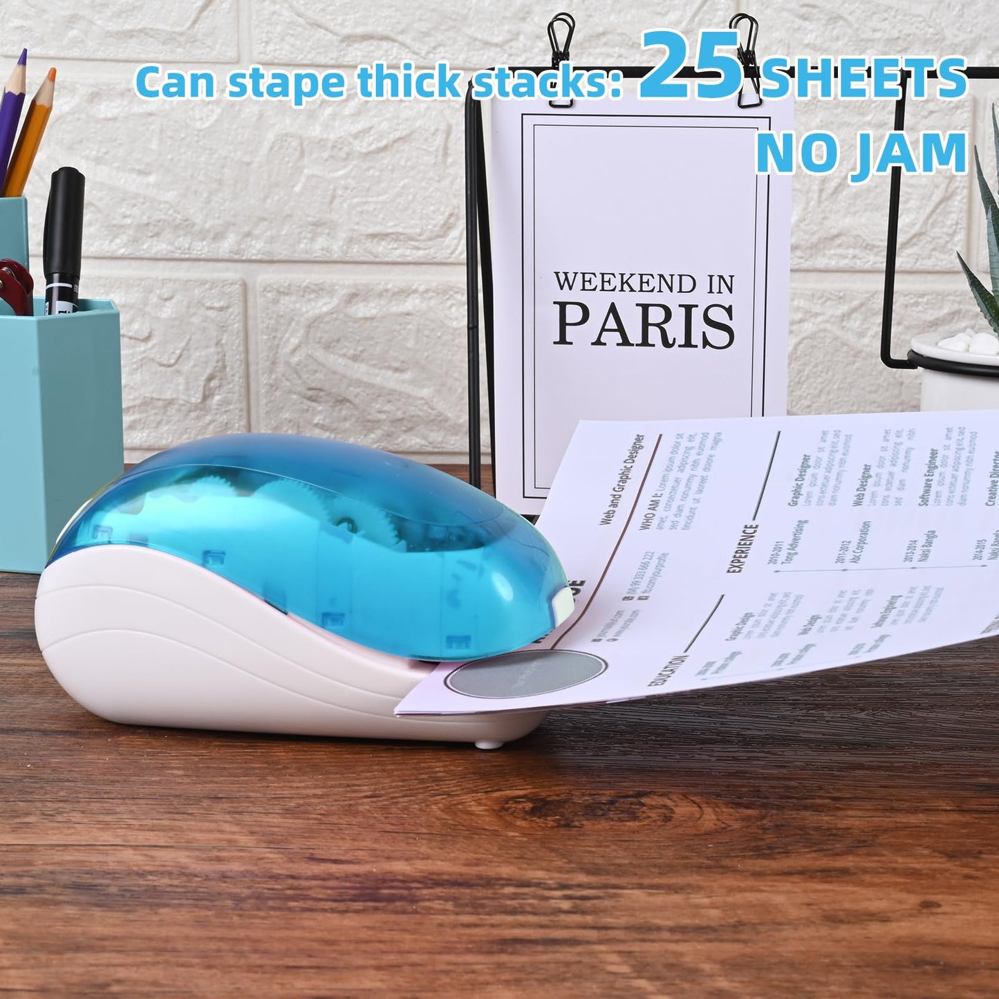 Craftinova Electric Stapler,Including 2000 Staples and 1 Staple Remover, Suitable for Palm Size and high Comfort，25 Sheet Capacity, AC Adapter or Battery Powered，Battery not Included