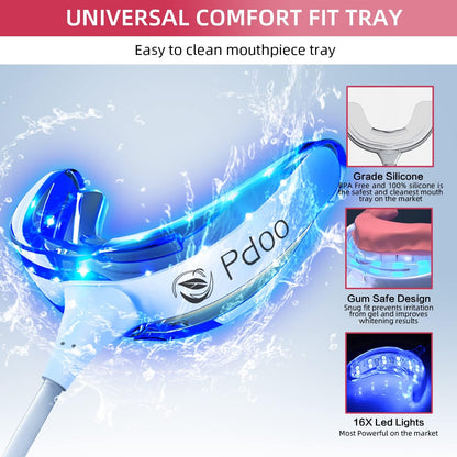 Pdoo Teeth Whitening Kit with LED Light for Sensitive Teeth, Fast Results for Brightening at Home, Teeth Whitening Gel Helps Remove All Kinds of Stains