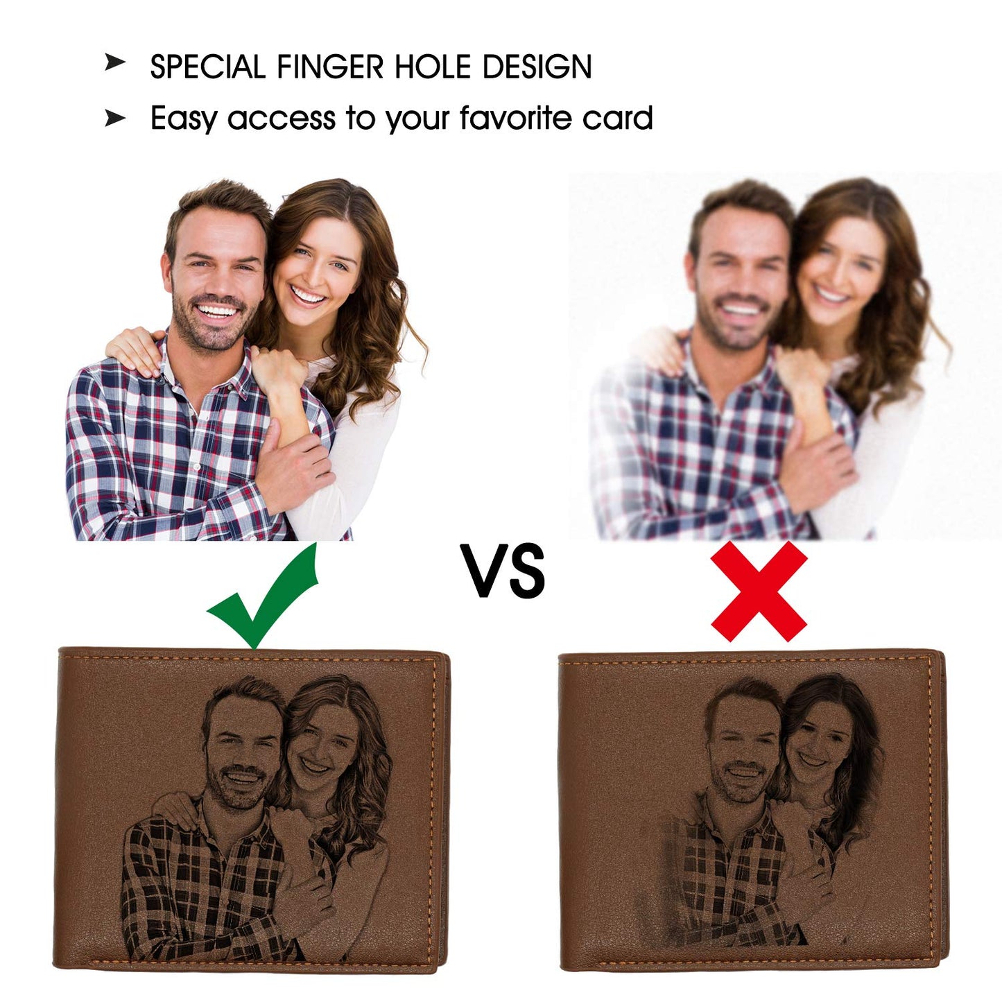 Amlion Custom Engraved Wallets Personalized Photo Leather Wallet Men,Husband,Dad,Son,Personalized Gifts (Style 1)