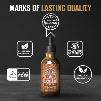 Viking Revolution Sandalwood Beard Oil for Men - Natural Mens Beard Oil with Argan Oil and Jojoba Oil - Beard Softener, Strengthens and Moisturizes - Beard Conditioner for Men (Sandalwood, 1 Pack)
