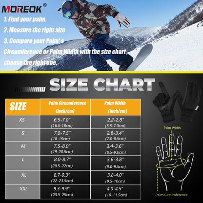 MOREOK Winter Gloves for Men/Women -10°F 3M Thinsulate Warm Touch Screen Snow Ski Bicycle Bike Gloves for Driving/Cycling/Running/Hiking-Black-L