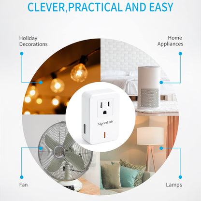 Remote Control Outlet Wireless Light Switch for Household Appliances, Expandable Remote Light Switch Kit, Up to 100 ft Range, White (5 Outlets + 2 Remotes)