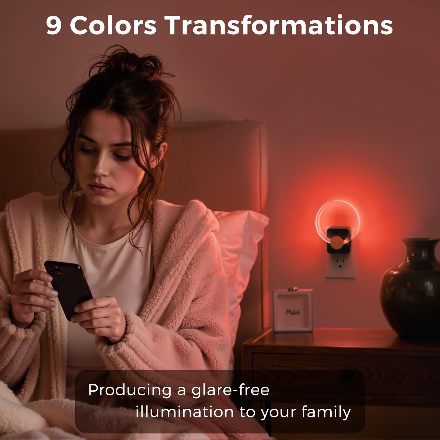 L LOHAS LED Night Lights Plug into Wall, Changing RGB Night Light with Dusk to Dawn Sensor, 180° Rotatable Acrylic Nightlight Plug in Wall for Halloween, Christmas, Holiday, Hallway[2 Pack]