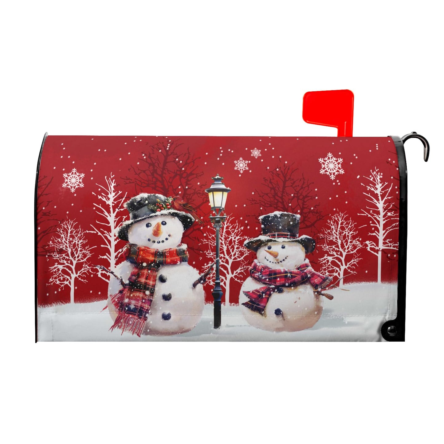Kawani Merry Christmas Red Snowman Mailbox Covers Magnetic Red Winter Outdoor Mailbox Cover Standard Size 18 X 21 Inch Snowflakes Holiday Mailbox Wrap Post Letter Box Cover Decor for Home Garden Yard