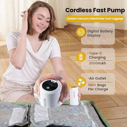 Vacuum Bags for Travel with Rechargeable Digital Display air Pump,18 PCS Combo Travel Size Vacuum Seal Bags for Luggage and Suitcase,Space Saver for Clothes,Home Storage