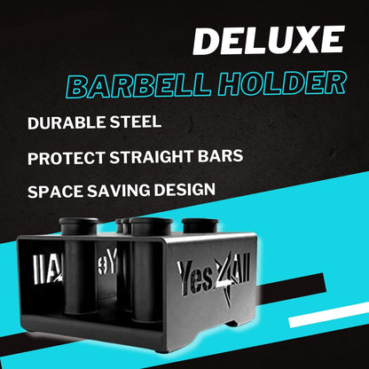 Yes4All Barbell Holder 5 Bars Vertical Storage Display Rack for Olympic Bar,C. Black