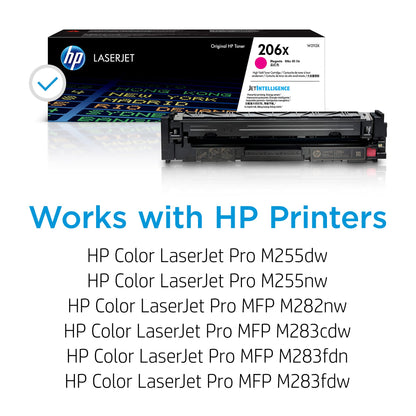 HP 206X Magenta High-yield Toner Cartridge | Works with HP Color LaserJet Pro M255, HP Color LaserJet Pro MFP M282, M283 Series | W2113X