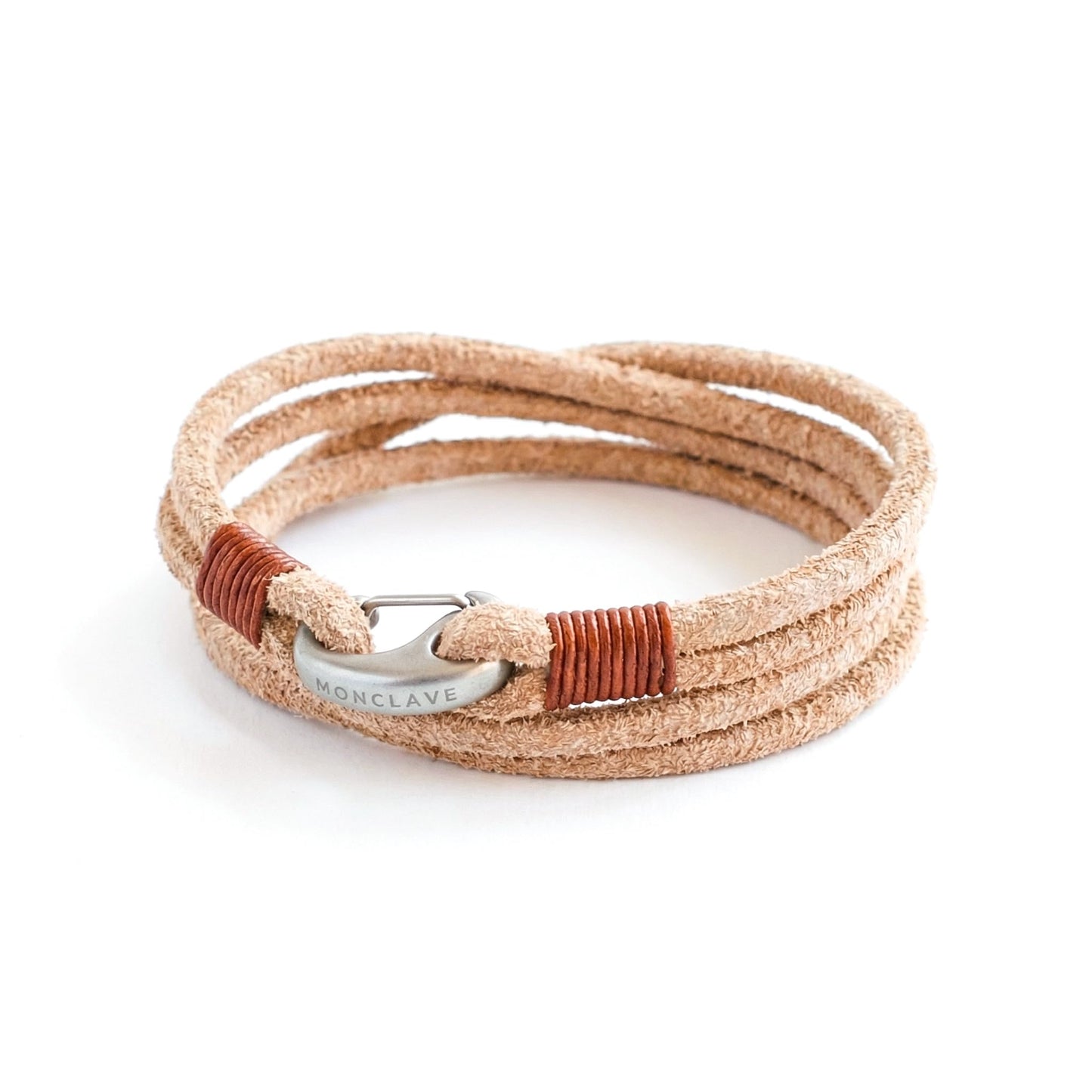 MONCLAVE Genuine Suede Leather Double Wrap Bracelet, Minimalist Unisex Wristband, Matte Finish Clasp, Premium Eco Friendly Gift Box Included