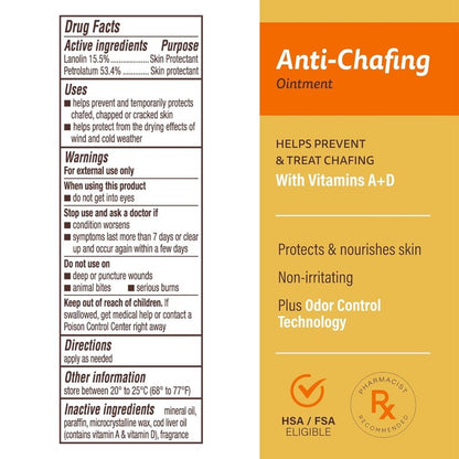 A+D Anti-Chafing Ointment - Protect & Treat Skin Irritation from Friction | 1.5 oz, Odor Control Technology
