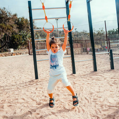 7 Colorful Ninja Ring Fitness Gymnastic Ring Outdoor Backyard Playground Training Equipment Play Set, Funny Jungle Gym Fist Hanging Swing Monkey Bars Ninja Warrior Obstacle Course Trapeze Accessories
