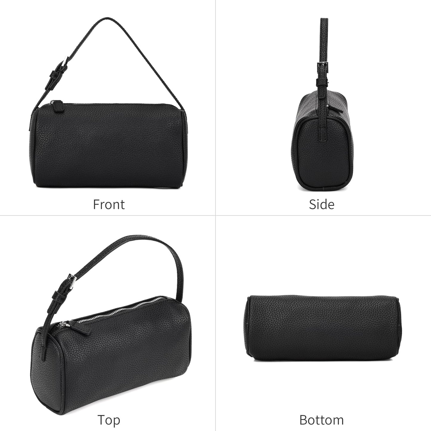 jaceeshlyn Crossbody Bag for Women Trendy PU Leather Small Barrel Purse Designer Hobo Bags Shoulder Handbags (Black)