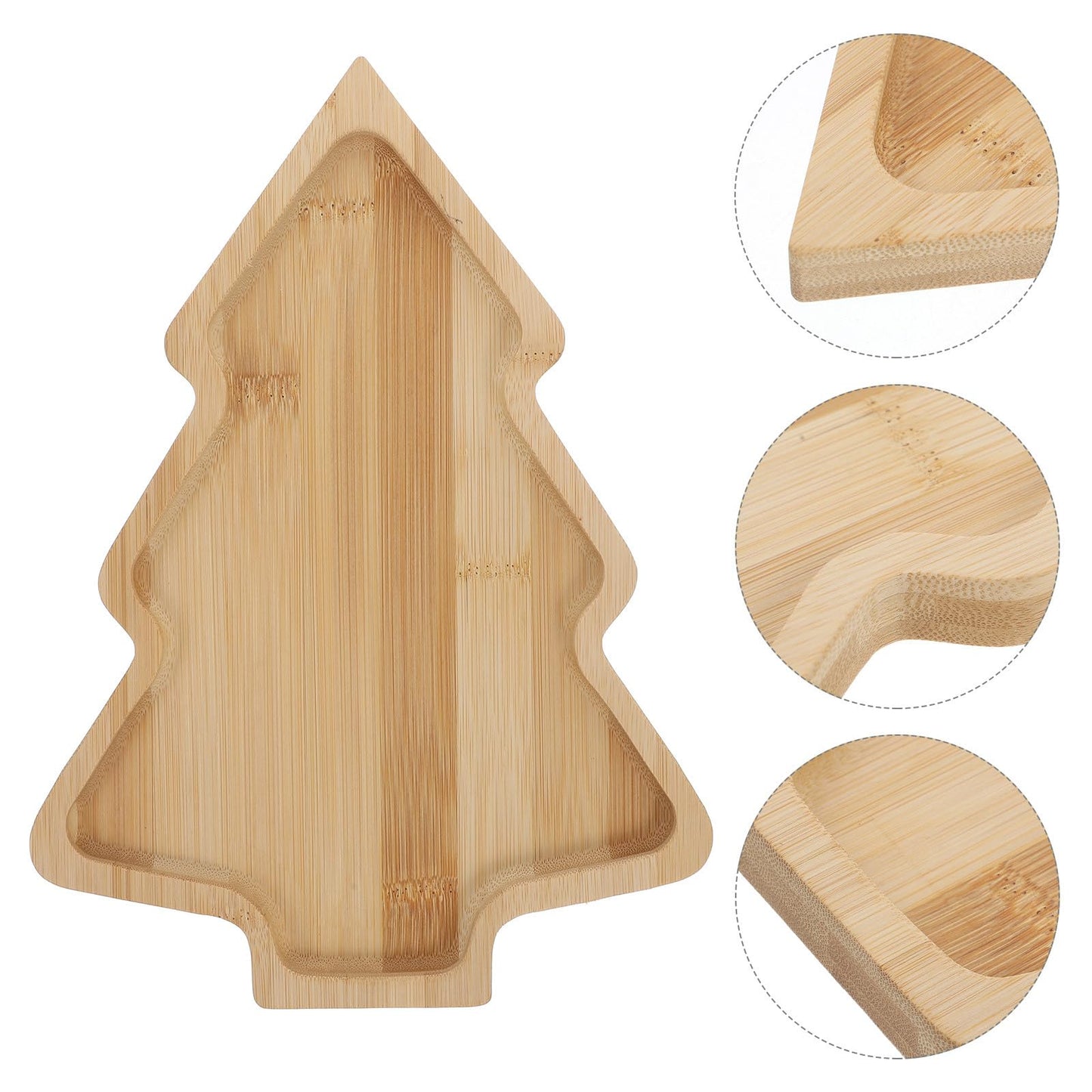 Ipetboom Christmas Tree Shaped Serving Tray - Bamboo Dining Cartoon Salad Plate Holiday Serveware for Sushi Appetizers Salads Snacks Decorative Dinner Platter for Parties Weddings and Outdoor Events