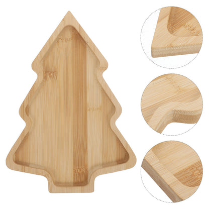 Ipetboom Christmas Tree Shaped Serving Tray - Bamboo Dining Cartoon Salad Plate Holiday Serveware for Sushi Appetizers Salads Snacks Decorative Dinner Platter for Parties Weddings and Outdoor Events