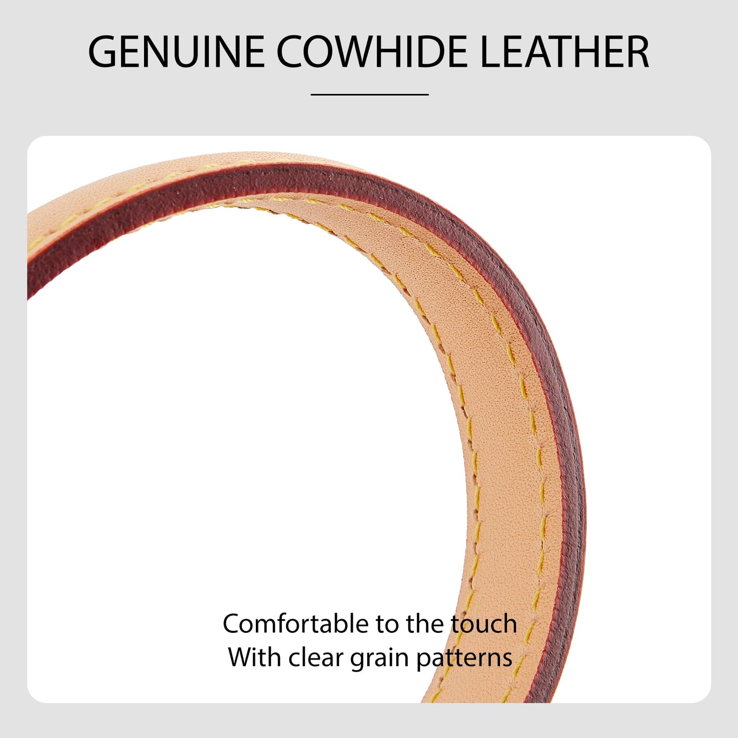 OAikor Genuine Vachetta Leather Shoulder Strap Short Purse Strap Replacement for Lv Graceful Speedy Alma and Dauphine Tote Handbags,Not Adjustable 24.8" Long/0.7''Width, Beige