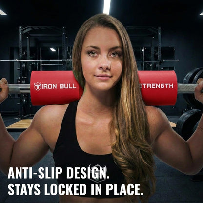 Advanced Squat Pad - Barbell Pad for Squats, Lunges & Hip Thrusts - Neck & Shoulder Protective Pad Support (Red)