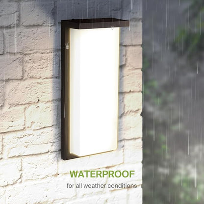 ASD LED 14" Outdoor Wall Light, Front Door House Sconce | 3CCT, Dimmable, Waterproof, ETL Listed | 20W 1900LM 3000-5000K 120V | Exterior Patio Lighting Fixture, Flush Mount Porch Lamp | Black, 4 Pack