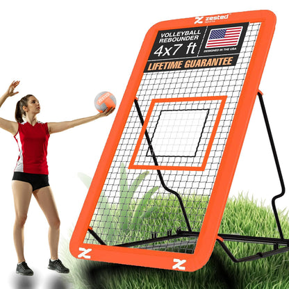 Zested Sports 7x4 FT Multi-Sport Rebounder Net – Adjustable Training Net for Volleyball, Lacrosse, Baseball & Soccer – Heavy-Duty Steel Frame, High-Tension Net & Carry Bag for Indoor/Outdoor Practice