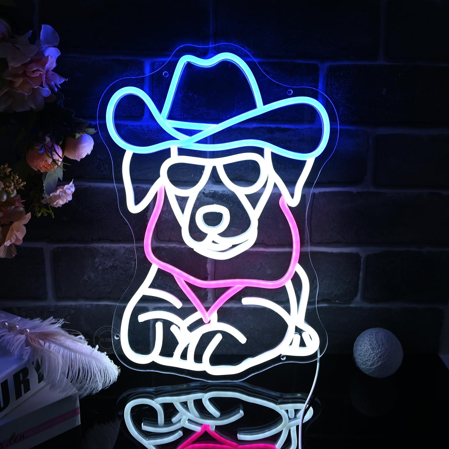 Planzo Cowboy Dog Led Neon Sign Light Bedroom Game Room Man Cave Bar Pub Club Home Wall Sign Decor USB 16.14"X12.4"