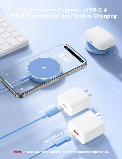 MagSafe Charger Magnetic Wireless iPhone Charge Compatible with iPhone 17 Pro Max Air 16 15 14 Pro Max Plus 13 12 Pro Max & AirPods 4 3 2 Pro - Charging Pad Dock for Travel Home Office