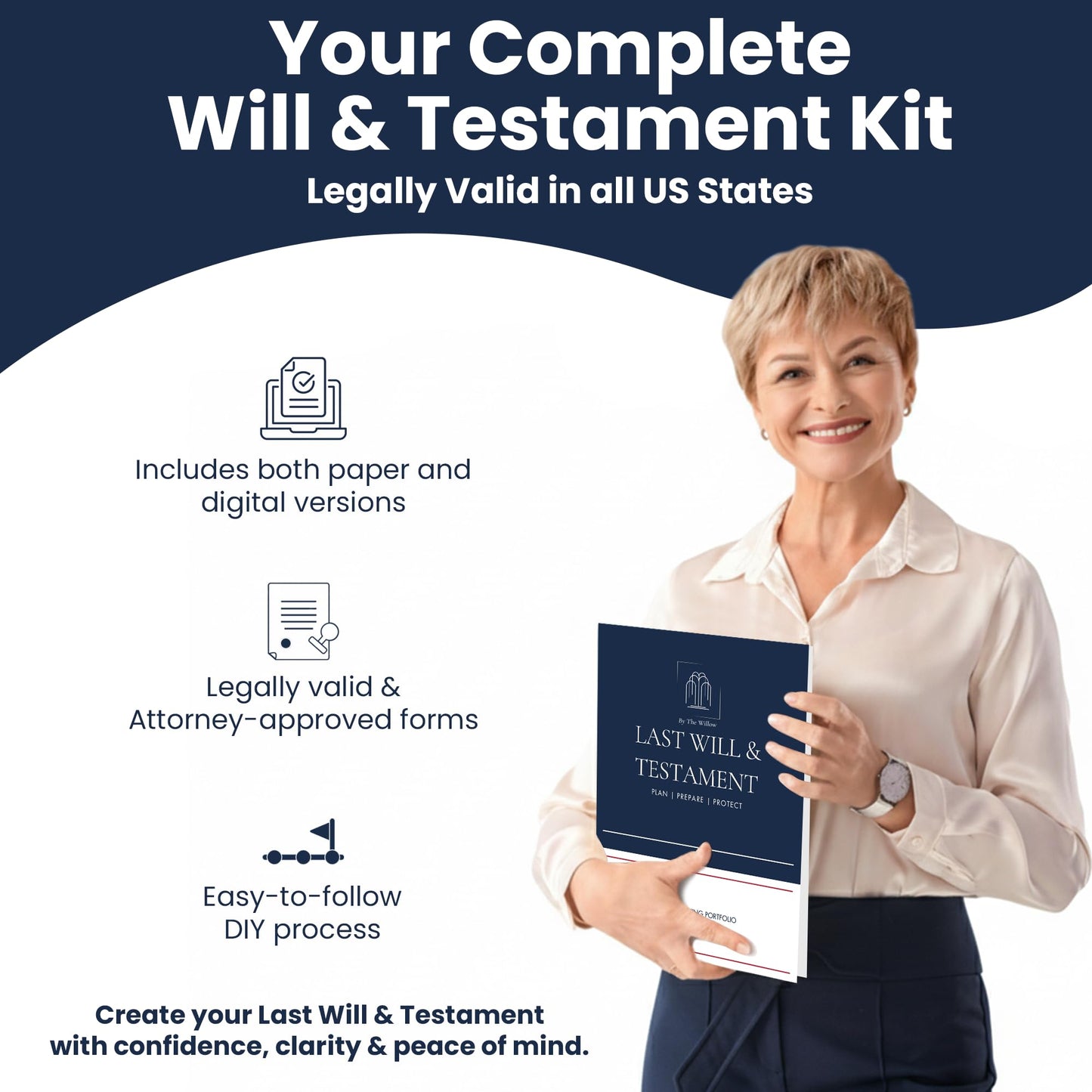 By The Willow Estate Planning Kit – Last Will and Testament Kit, Living Will, Durable Power of Attorney & Medical Directive - Attorney Approved Forms, Valid in 50 States