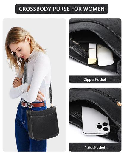 Purses for Women 3PCS, Crossbody Bags Set Large Leather Purse Shoulder Handbags with Wallet Adjustable Straps for Ladies Tote