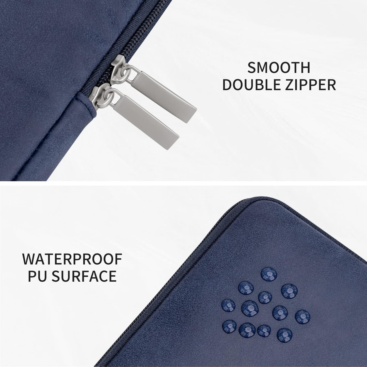 RAINYEAR 13 Inch Laptop Sleeve PU Suede Leather Case Water Resistant Cover Carrying Bag Compatible with 13.3" MacBook Air/Pro A3113 A3240 A2338 A2681 A2337 A2159 A2179 A2251 A2289(Deep Blue)