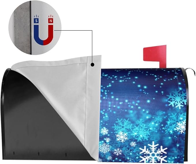 DADABULIU Mailbox Covers Christmas Snowflake Blue Xmas Winter Magnetic Letter Post Box Cover Standard Size 25.5 x 21 Inch Garden Yard Home Decorative