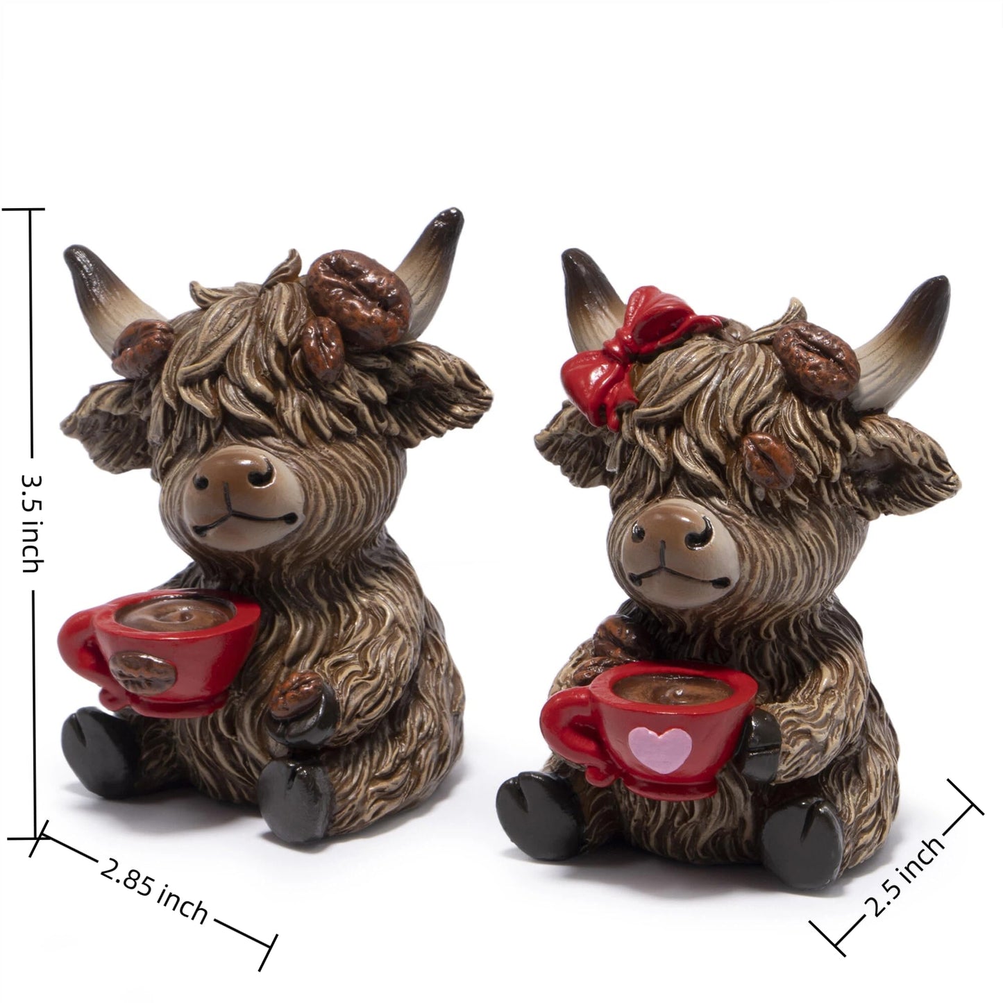 Hodao Christmas Highland Cow Coffee Resin Figurines,Xmas Farmhouse Decor for Tiered Tray, Tabletop, Mantel, Gift for Xmas Home Decoration