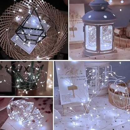 pozzolanas 24 Pack WhiteFairy Lights Battery Operated 3 Modes 7FT 20 LED Waterproof String Lights Twinkle Silver Wire for Mason Jars Wedding Christmas Halloween Party Decor(White, 24 Pack)