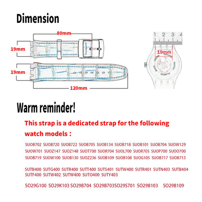 unilabo Leather Watch Band Compatible for Swatch 17mm 19mm (not for skin series) Strap Replacement for men and women wirst watchband, 19mm Black