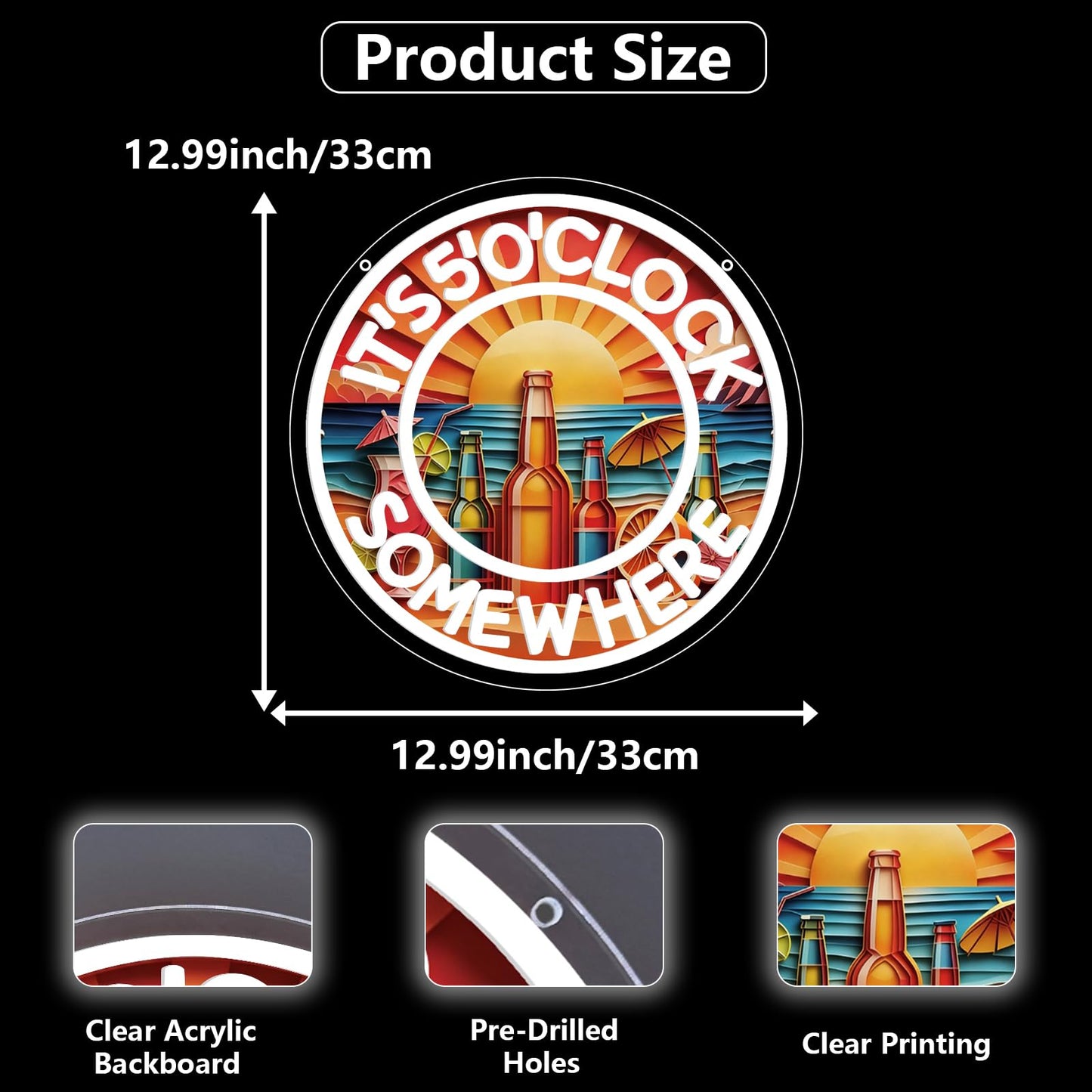 WanXuNEON Its 5 00 O'clock Some Where Neon Signs for Wall Decor,Beer Neon Led Sign for Palm Tree Sunset Beach Bar Man Cave Garage Neon Light Five Oclock Somewhere Sign.